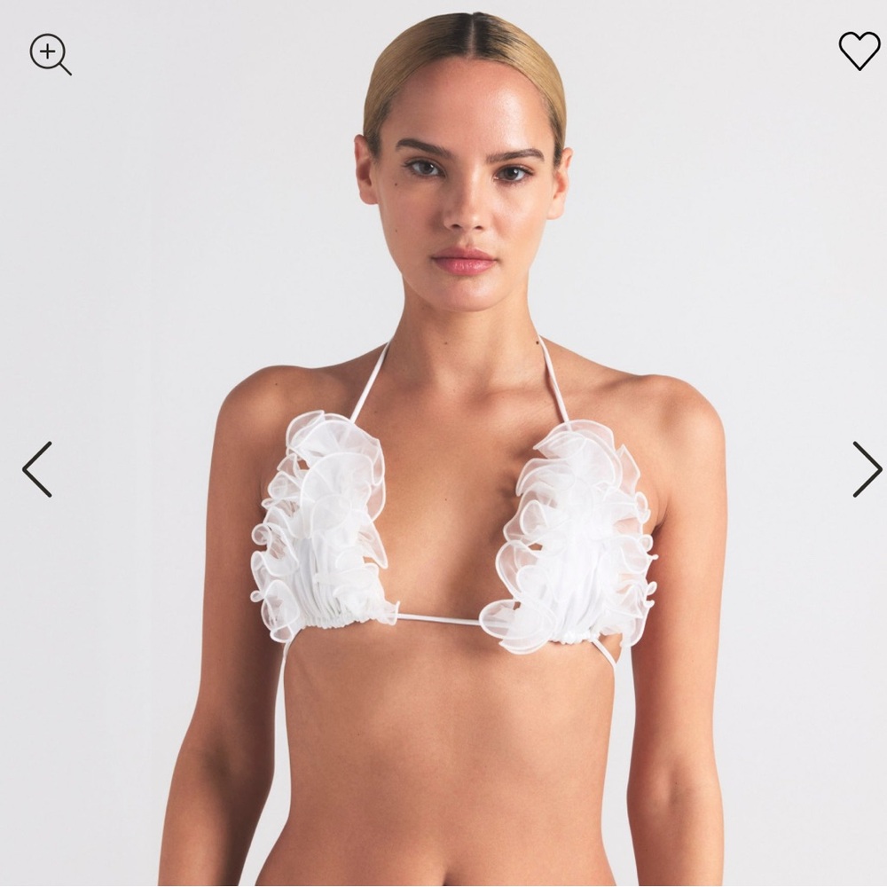White Ruffled Bikini Top